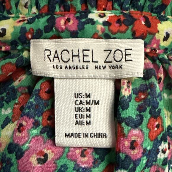 Rachel Zoe Blouse Semi-Sheer Colorful Floral Print - Picture 12 of 14